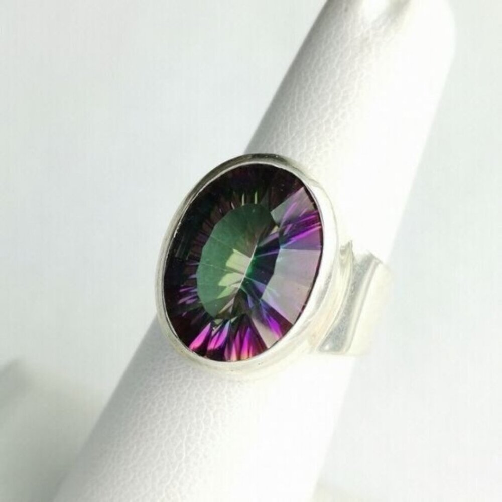 New Large 8ct Mystic Topaz Ring in Sterling Silver size 7